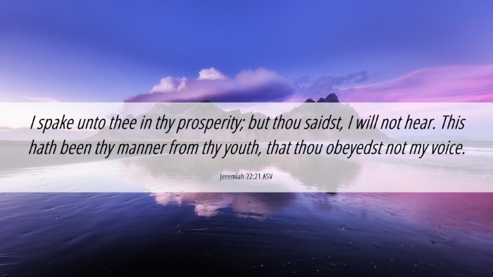 Picture 06 - Jeremiah 22:21 ASV Desktop Wallpaper - I spake unto thee in thy prosperity; but thou - Desktop Bible Verse Wallpaper