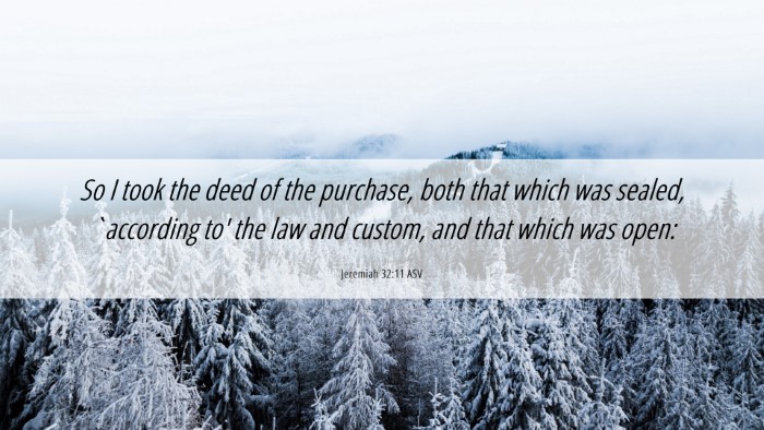 Picture 06 - Jeremiah 32:11 ASV Desktop Wallpaper - So I took the deed of the purchase, both that - Desktop Bible Verse Wallpaper