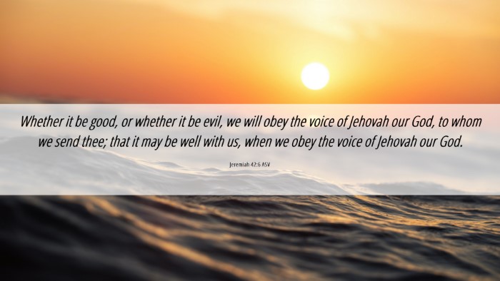 Picture 06 - Jeremiah 42:6 ASV Desktop Wallpaper - Whether it be good, or whether it be evil, we - Desktop Bible Verse Wallpaper