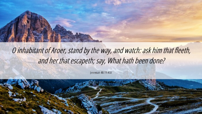 Picture 06 - Jeremiah 48:19 ASV Desktop Wallpaper - O inhabitant of Aroer, stand by the way, and - Desktop Bible Verse Wallpaper