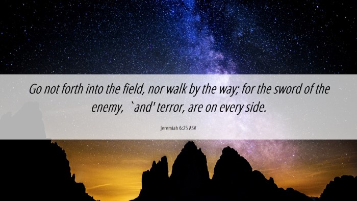 Picture 06 - Jeremiah 6:25 ASV Desktop Wallpaper - Go not forth into the field, nor walk by the way; - Desktop Bible Verse Wallpaper