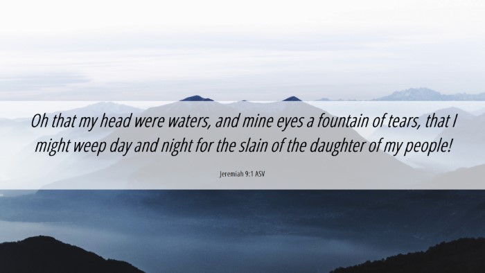 Picture 06 - Jeremiah 9:1 ASV Desktop Wallpaper - Oh that my head were waters, and mine eyes a - Desktop Bible Verse Wallpaper