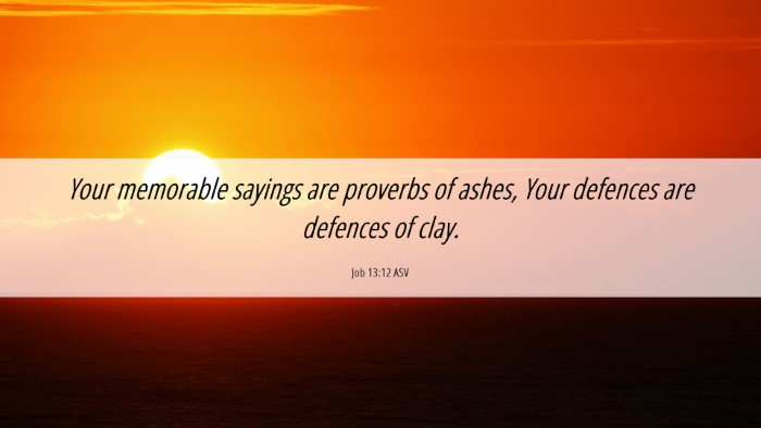 Picture 06 - Job 13:12 ASV Desktop Wallpaper - Your memorable sayings are proverbs of ashes, - Desktop Bible Verse Wallpaper
