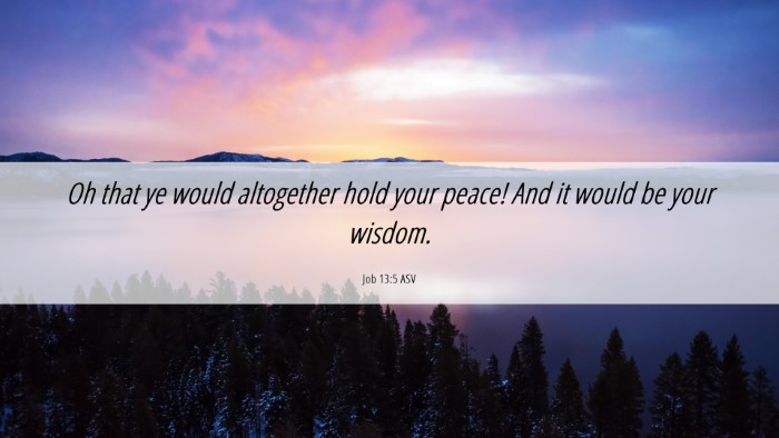 Picture 06 - Job 13:5 ASV Desktop Wallpaper - Oh that ye would altogether hold your peace! And - Desktop Bible Verse Wallpaper