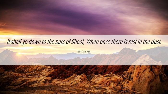 Picture 06 - Job 17:16 ASV Desktop Wallpaper - It shall go down to the bars of Sheol, When once - Desktop Bible Verse Wallpaper