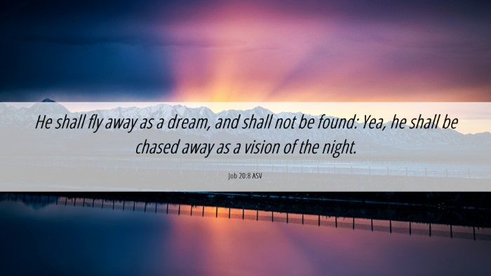 Picture 06 - Job 20:8 ASV Desktop Wallpaper - He shall fly away as a dream, and shall not be - Desktop Bible Verse Wallpaper