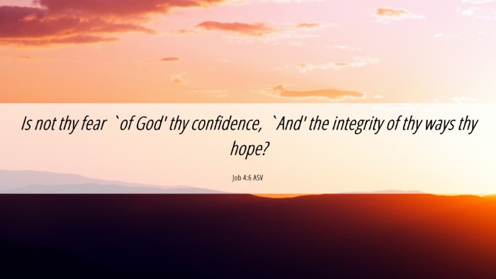 Picture 06 - Job 4:6 ASV Desktop Wallpaper - Is not thy fear `of God' thy confidence, `And' - Desktop Bible Verse Wallpaper