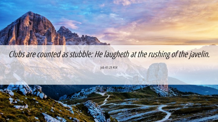 Picture 06 - Job 41:29 ASV Desktop Wallpaper - Clubs are counted as stubble: He laugheth at the - Desktop Bible Verse Wallpaper