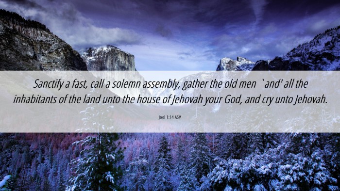 Picture 06 - Joel 1:14 ASV Desktop Wallpaper - Sanctify a fast, call a solemn assembly, gather - Desktop Bible Verse Wallpaper