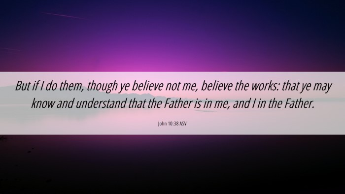Picture 06 - John 10:38 ASV Desktop Wallpaper - But if I do them, though ye believe not me, - Desktop Bible Verse Wallpaper