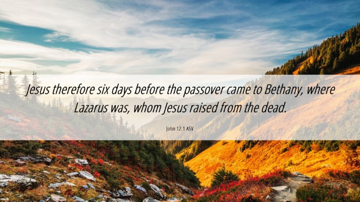 Picture 06 - John 12:1 ASV Desktop Wallpaper - Jesus therefore six days before the passover came - Desktop Bible Verse Wallpaper
