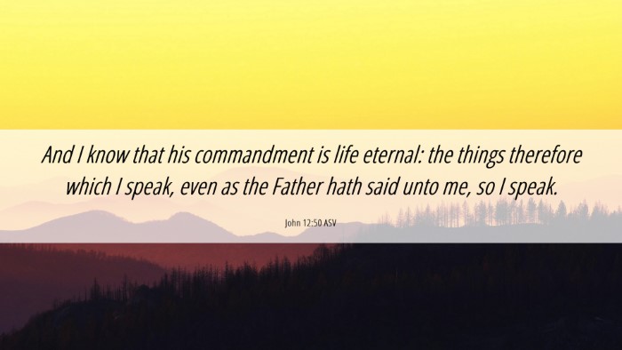 Picture 06 - John 12:50 ASV Desktop Wallpaper - And I know that his commandment is life eternal: - Desktop Bible Verse Wallpaper