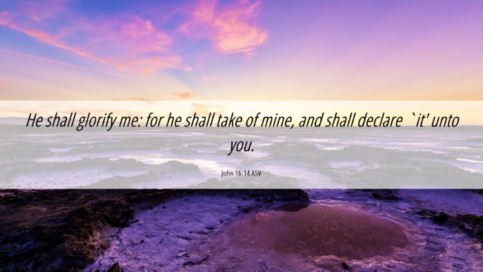 Picture 06 - John 16:14 ASV Desktop Wallpaper - He shall glorify me: for he shall take of mine, - Desktop Bible Verse Wallpaper