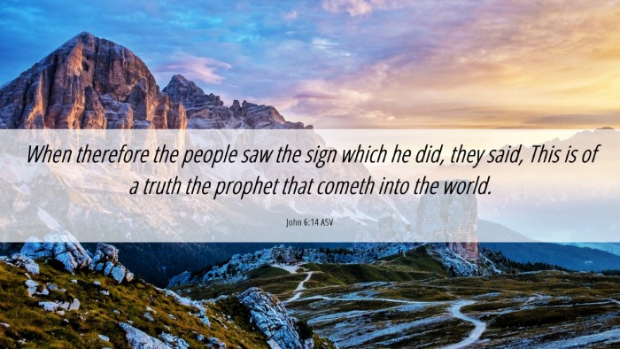 Picture 06 - John 6:14 ASV Desktop Wallpaper - When therefore the people saw the sign which he - Desktop Bible Verse Wallpaper