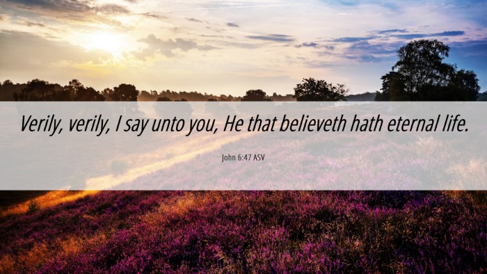 Picture 06 - John 6:47 ASV Desktop Wallpaper - Verily, verily, I say unto you, He that believeth - Desktop Bible Verse Wallpaper