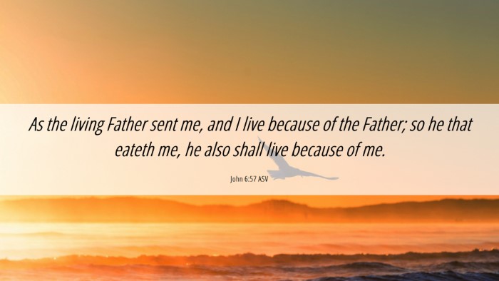 Picture 06 - John 6:57 ASV Desktop Wallpaper - As the living Father sent me, and I live because - Desktop Bible Verse Wallpaper