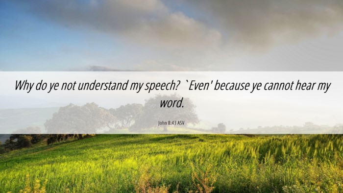 Picture 06 - John 8:43 ASV Desktop Wallpaper - Why do ye not understand my speech? `Even' - Desktop Bible Verse Wallpaper
