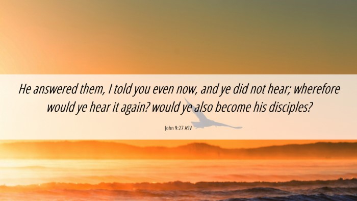 Picture 06 - John 9:27 ASV Desktop Wallpaper - He answered them, I told you even now, and ye did - Desktop Bible Verse Wallpaper