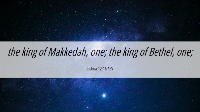 Picture 06 - Joshua 12:16 ASV Desktop Wallpaper - the king of Makkedah, one; the king of Bethel, - Desktop Bible Verse Wallpaper