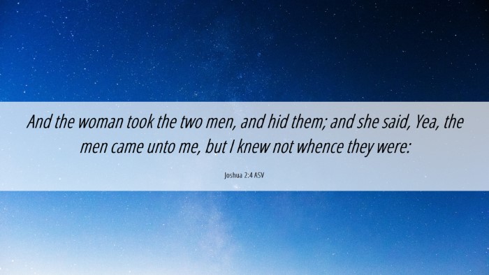 Picture 06 - Joshua 2:4 ASV Desktop Wallpaper - And the woman took the two men, and hid them; and - Desktop Bible Verse Wallpaper