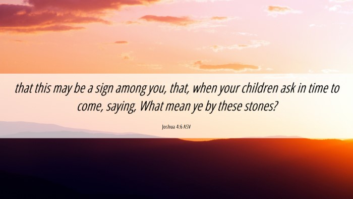 Picture 06 - Joshua 4:6 ASV Desktop Wallpaper - that this may be a sign among you, that, when - Desktop Bible Verse Wallpaper