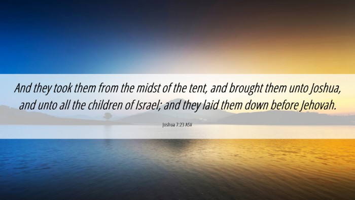 Picture 06 - Joshua 7:23 ASV Desktop Wallpaper - And they took them from the midst of the tent, - Desktop Bible Verse Wallpaper