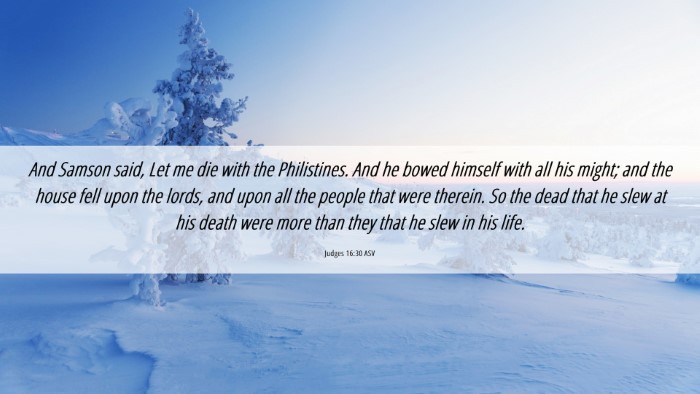 Picture 06 - Judges 16:30 ASV Desktop Wallpaper - And Samson said, Let me die with the Philistines. - Desktop Bible Verse Wallpaper