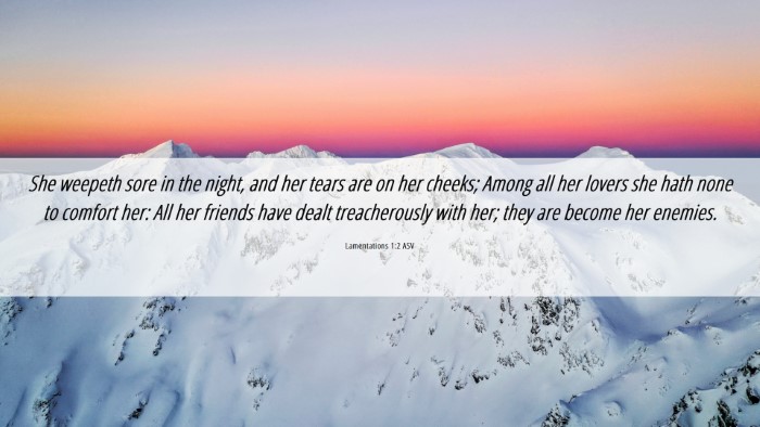 Picture 06 - Lamentations 1:2 ASV Desktop Wallpaper - She weepeth sore in the night, and her tears are - Desktop Bible Verse Wallpaper
