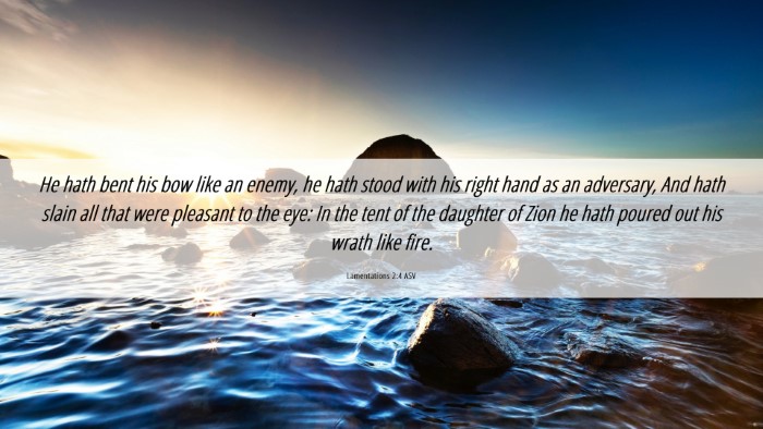 Picture 06 - Lamentations 2:4 ASV Desktop Wallpaper - He hath bent his bow like an enemy, he hath stood - Desktop Bible Verse Wallpaper