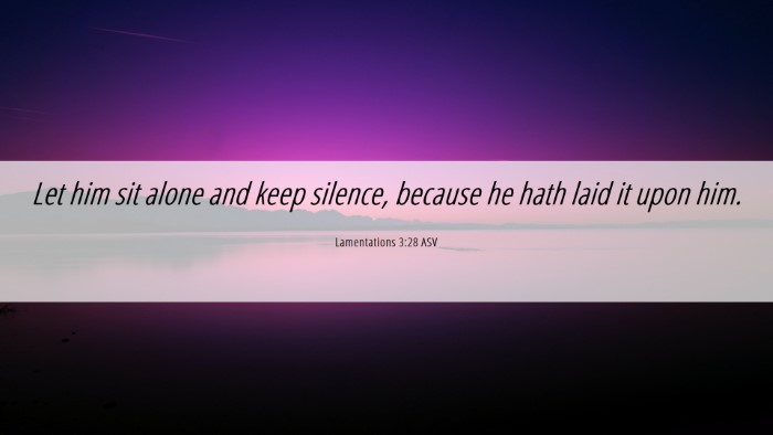 Picture 06 - Lamentations 3:28 ASV Desktop Wallpaper - Let him sit alone and keep silence, because he - Desktop Bible Verse Wallpaper