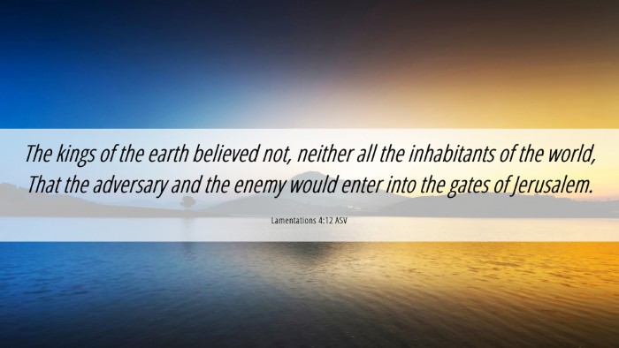 Picture 06 - Lamentations 4:12 ASV Desktop Wallpaper - The kings of the earth believed not, neither all - Desktop Bible Verse Wallpaper