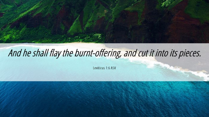 Picture 06 - Leviticus 1:6 ASV Desktop Wallpaper - And he shall flay the burnt-offering, and cut it - Desktop Bible Verse Wallpaper