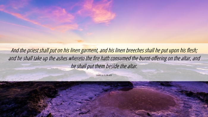 Picture 06 - Leviticus 6:10 ASV Desktop Wallpaper - And the priest shall put on his linen garment, - Desktop Bible Verse Wallpaper