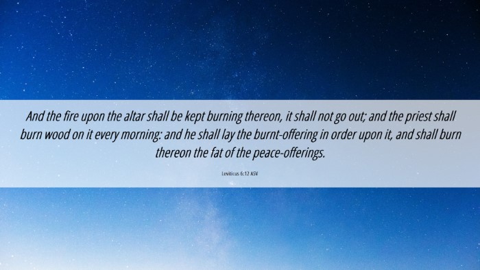 Picture 06 - Leviticus 6:12 ASV Desktop Wallpaper - And the fire upon the altar shall be kept burning - Desktop Bible Verse Wallpaper