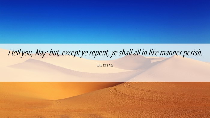 Picture 06 - Luke 13:3 ASV Desktop Wallpaper - I tell you, Nay: but, except ye repent, ye shall - Desktop Bible Verse Wallpaper