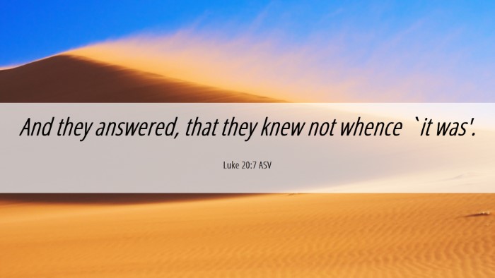 Picture 06 - Luke 20:7 ASV Desktop Wallpaper - And they answered, that they knew not whence `it - Desktop Bible Verse Wallpaper