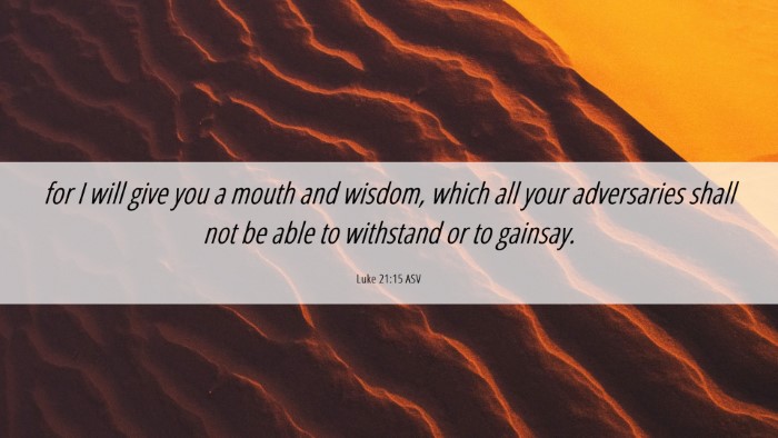 Picture 06 - Luke 21:15 ASV Desktop Wallpaper - for I will give you a mouth and wisdom, which all - Desktop Bible Verse Wallpaper