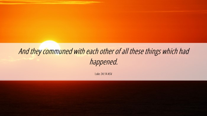 Picture 06 - Luke 24:14 ASV Desktop Wallpaper - And they communed with each other of all these - Desktop Bible Verse Wallpaper
