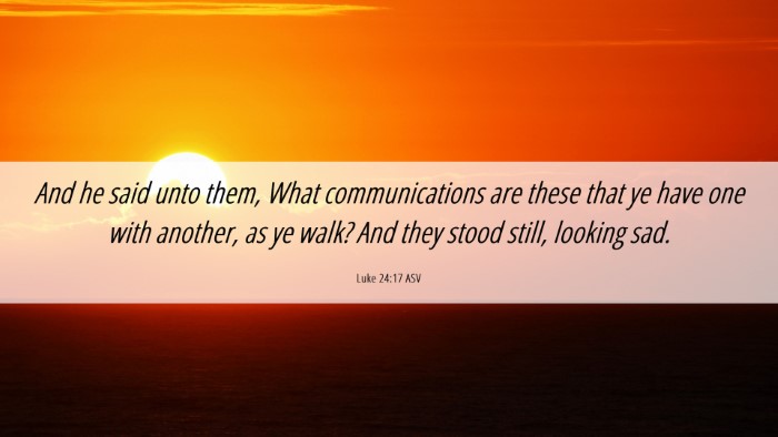 Picture 06 - Luke 24:17 ASV Desktop Wallpaper - And he said unto them, What communications are - Desktop Bible Verse Wallpaper