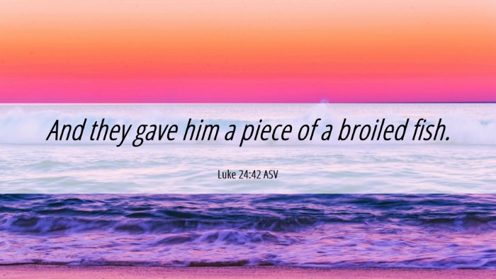 Picture 06 - Luke 24:42 ASV Desktop Wallpaper - And they gave him a piece of a broiled - Desktop Bible Verse Wallpaper