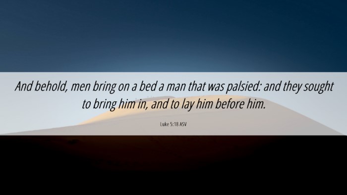 Picture 06 - Luke 5:18 ASV Desktop Wallpaper - And behold, men bring on a bed a man that was - Desktop Bible Verse Wallpaper