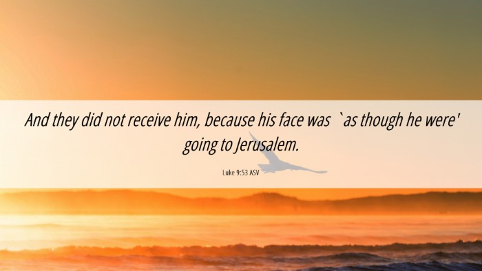 Picture 06 - Luke 9:53 ASV Desktop Wallpaper - And they did not receive him, because his face - Desktop Bible Verse Wallpaper