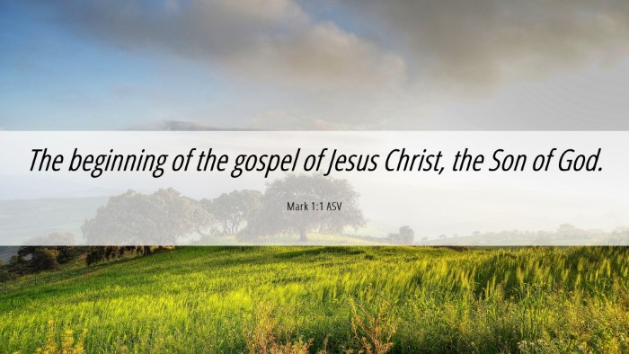 Picture 06 - Mark 1:1 ASV Desktop Wallpaper - The beginning of the gospel of Jesus Christ, the - Desktop Bible Verse Wallpaper