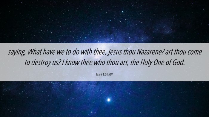 Picture 06 - Mark 1:24 ASV Desktop Wallpaper - saying, What have we to do with thee, Jesus thou - Desktop Bible Verse Wallpaper