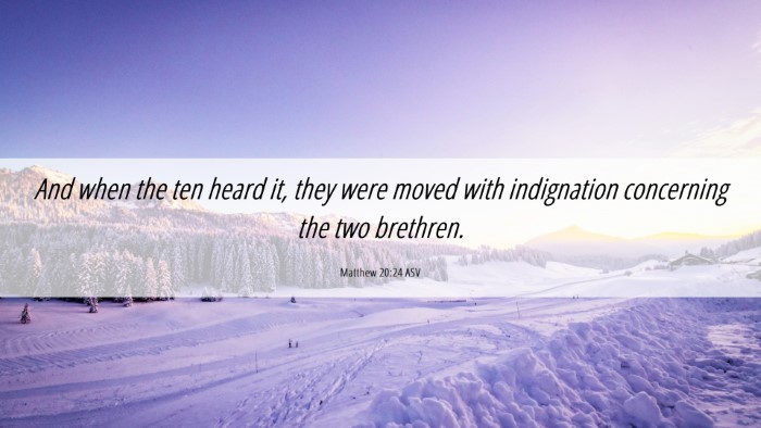 Picture 06 - Matthew 20:24 ASV Desktop Wallpaper - And when the ten heard it, they were moved with - Desktop Bible Verse Wallpaper