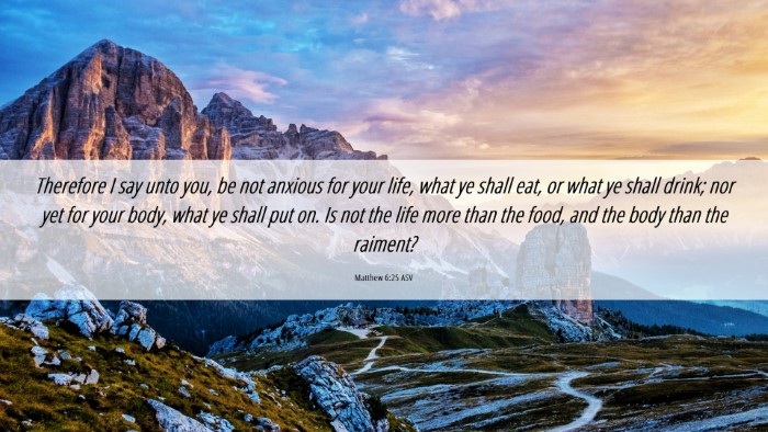 Picture 06 - Matthew 6:25 ASV Desktop Wallpaper - Therefore I say unto you, be not anxious for your - Desktop Bible Verse Wallpaper
