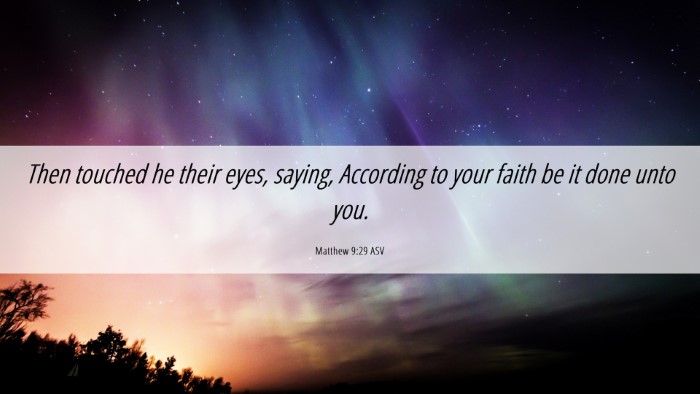 Picture 06 - Matthew 9:29 ASV Desktop Wallpaper - Then touched he their eyes, saying, According to - Desktop Bible Verse Wallpaper