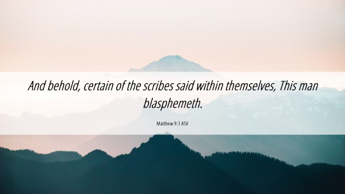 Picture 06 - Matthew 9:3 ASV Desktop Wallpaper - And behold, certain of the scribes said within - Desktop Bible Verse Wallpaper