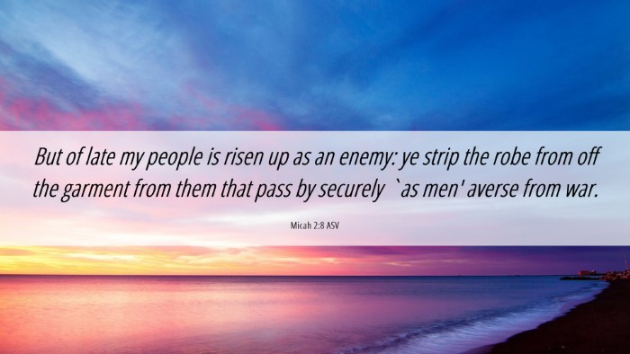 Picture 06 - Micah 2:8 ASV Desktop Wallpaper - But of late my people is risen up as an enemy: ye - Desktop Bible Verse Wallpaper