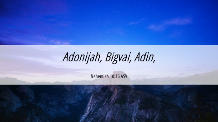 Picture 06 - Nehemiah 10:16 ASV Desktop Wallpaper - Adonijah, Bigvai, - Desktop Bible Verse Wallpaper